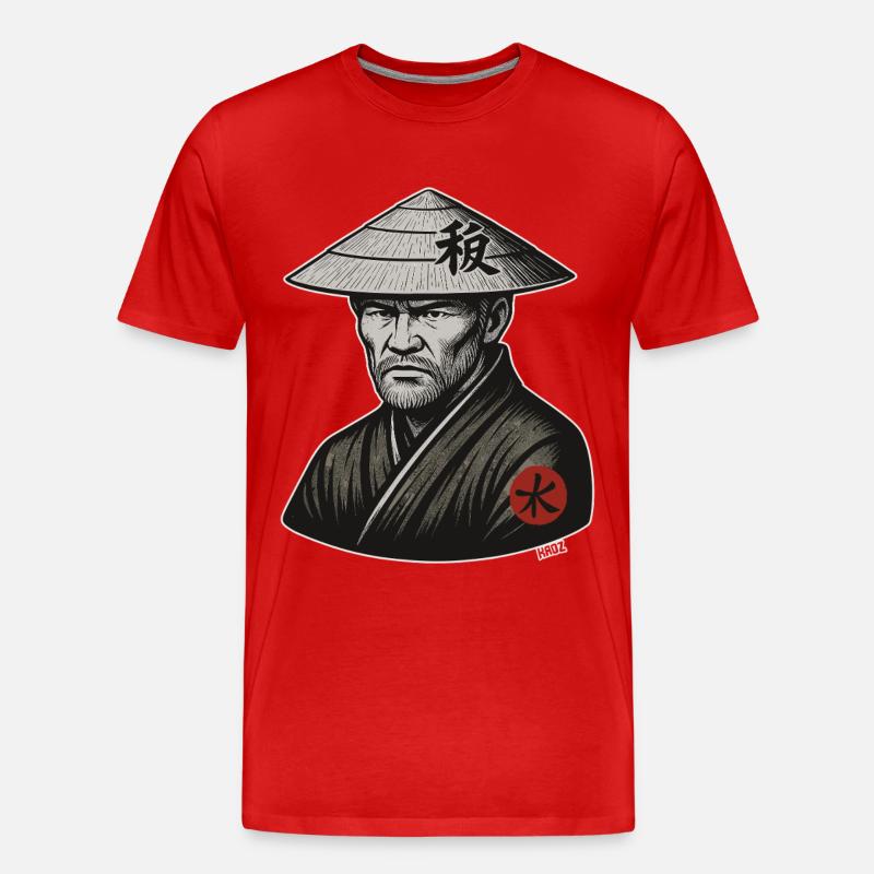 Rice Hat Samurai Warrior - Men's Premium Organic T-Shirt - red