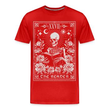 The Reader Tarot – Gotische Skelett zwischen Blumen - Männer Premium Bio T-Shirt - Rot - Vorne - Damien (186cm)