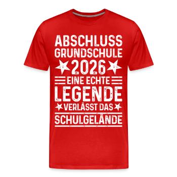 Fin d’études 2026 École primaire Terrain de l’école Legend - T-shirt bio Premium Homme - rouge - Devant - Damien (186cm)