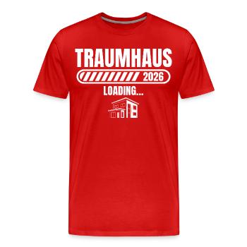 Hausbau 2026 Traumhaus loading Bauherr - Männer Premium Bio T-Shirt - Rot - Vorne - Damien (186cm)