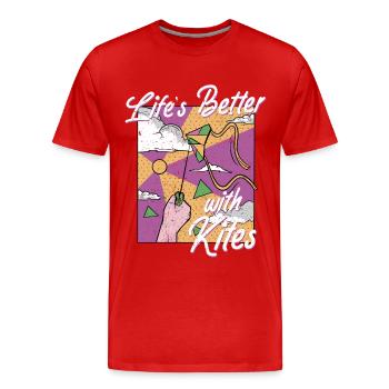 Kites Kite Flying Life's Better With Kites - Men's Premium Organic T-Shirt - red - Front - Damien (186cm)