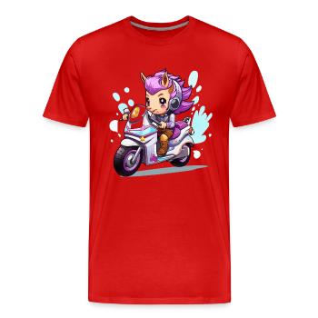Chibi Motorradheldin - Männer Premium Bio T-Shirt - Rot - Vorne - Damien (186cm)