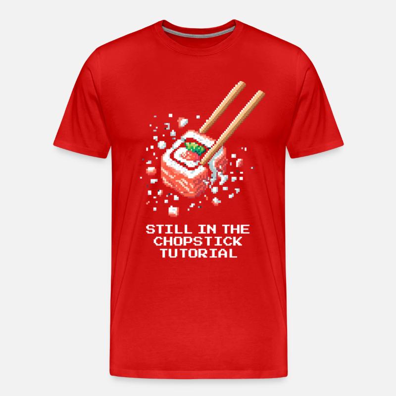 Noch im Stäbchen-Tutorial | Sushi Anfänger - Männer Premium Bio T-Shirt - Rot