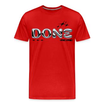 Chrome Blasenbuchstaben DONE - Männer Premium Bio T-Shirt - Rot - Vorne - Damien (186cm)
