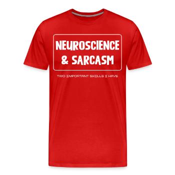 Neurosciences et sarcasme - T-shirt bio Premium Homme - rouge - Devant - Damien (186cm)