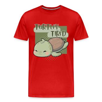 Turtley Tired – Müde Schildkröte - Men's Premium Organic T-Shirt - red - Front - Damien (186cm)