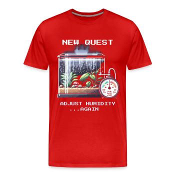 New Quest: Control Humidity | Terrarium - Men's Premium Organic T-Shirt - red - Front - Damien (186cm)