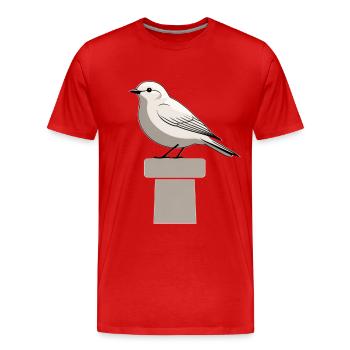 Möwe auf Block – Minimalistische Illustration - Männer Premium Bio T-Shirt - Rot - Vorne - Damien (186cm)