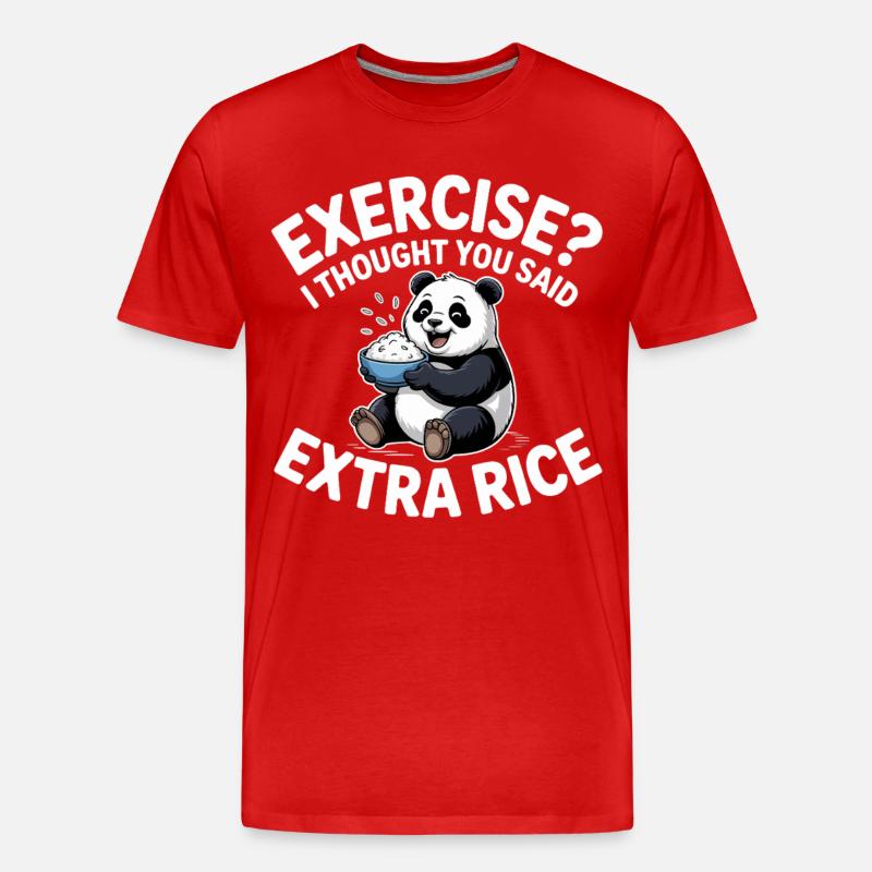Panda mit Reis-Witz - Männer Premium Bio T-Shirt - Rot
