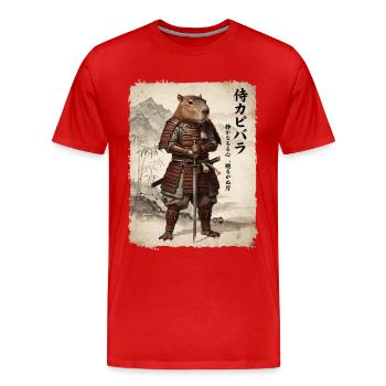 Samouraï, Capybara, Art japonais, Anime - T-shirt bio Premium Homme - rouge - Devant - Damien (186cm)