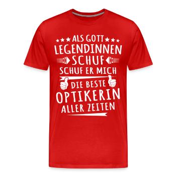 optician - Men's Premium Organic T-Shirt - red - Front - Damien (186cm)