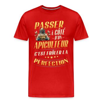 Cadeau Apiculteur Frôler La Perfection - T-shirt bio Premium Homme - rouge - Devant - Damien (186cm)