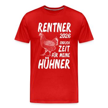 Poules des retraités 2026 - T-shirt bio Premium Homme - rouge - Devant - Damien (186cm)