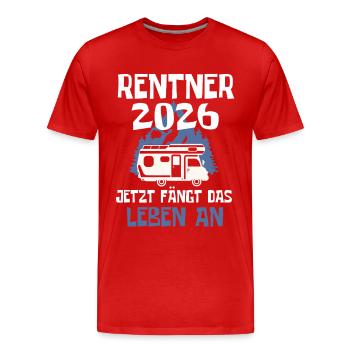 Camping en camping-car pour pensionnés 2026 - T-shirt bio Premium Homme - rouge - Devant - Damien (186cm)