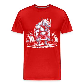Renforcement musculaire rhinocéros - T-shirt bio Premium Homme - rouge - Devant - Damien (186cm)