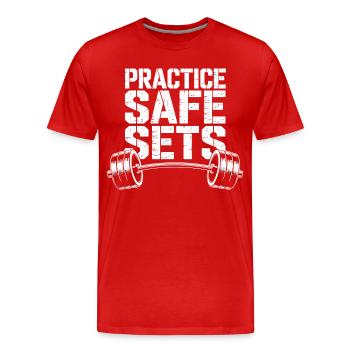 Sichere Sätze Trainieren - Männer Premium Bio T-Shirt - Rot - Vorne - Damien (186cm)