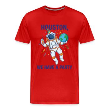 Houston We Have A Party – Astronaut Space - Men's Premium Organic T-Shirt - red - Front - Damien (186cm)