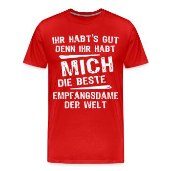 Réceptionniste - T-shirt bio Premium Homme - rouge - Devant - Damien (186cm)