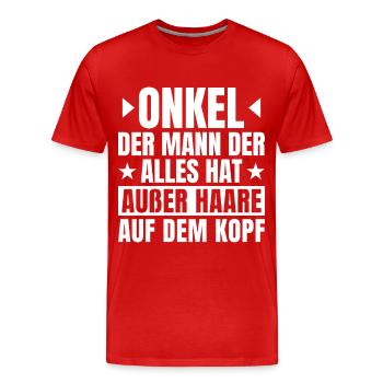 Oncle chauve qui dit - T-shirt bio Premium Homme - rouge - Devant - Damien (186cm)