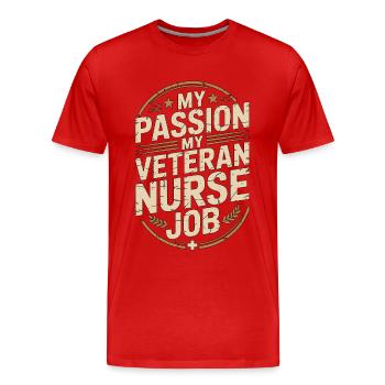 Infirmière vétérane Ma passion Ma santé de vétéran - T-shirt bio Premium Homme - rouge - Devant - Damien (186cm)