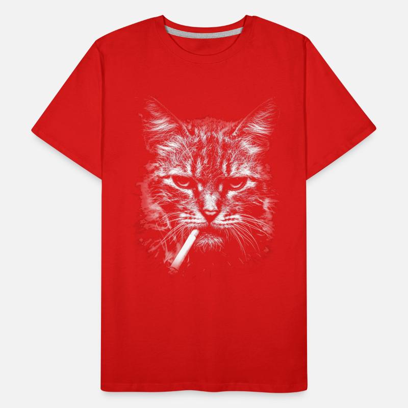 Rauchen, Zigarette, Katze raucht eine Zigarette Männer Premium Bio T-Shirt