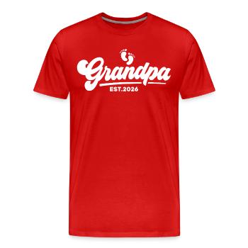 Grandpa 2026 - Proud Grandpa - Gift Idea - Men's Premium Organic T-Shirt - red - Front - Damien (186cm)