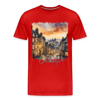 Édimbourg, Écosse, aquarelle d’Édimbourg - T-shirt bio Premium Homme - rouge - Devant - Damien (186cm)