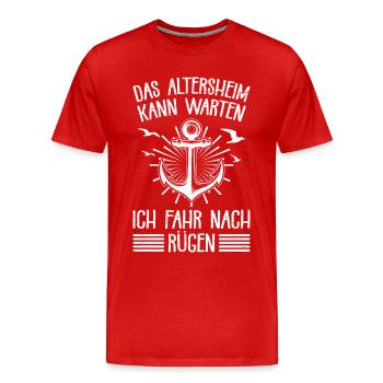Opa ALTERSHEIM KANN WARTEN FAHR NACH RÜGEN - Männer Premium Bio T-Shirt - Rot - Vorne - Damien (186cm)