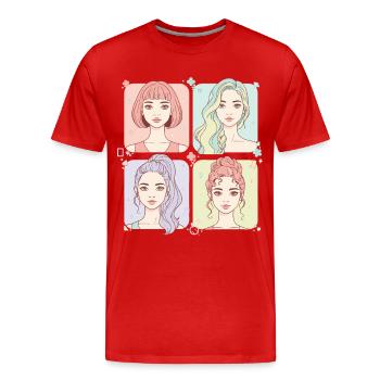 Kpop Korean Pop Cute Anime Korea Girl Music Love - Men's Premium Organic T-Shirt - red - Front - Damien (186cm)