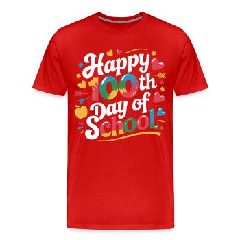 Hundertster Schultag Design - Männer Premium Bio T-Shirt - Rot - Vorne - Damien (186cm)