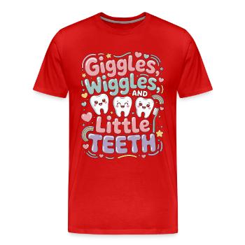 Pediatric Dentist Giggles Wiggles And Oral Health - Men's Premium Organic T-Shirt - red - Front - Damien (186cm)