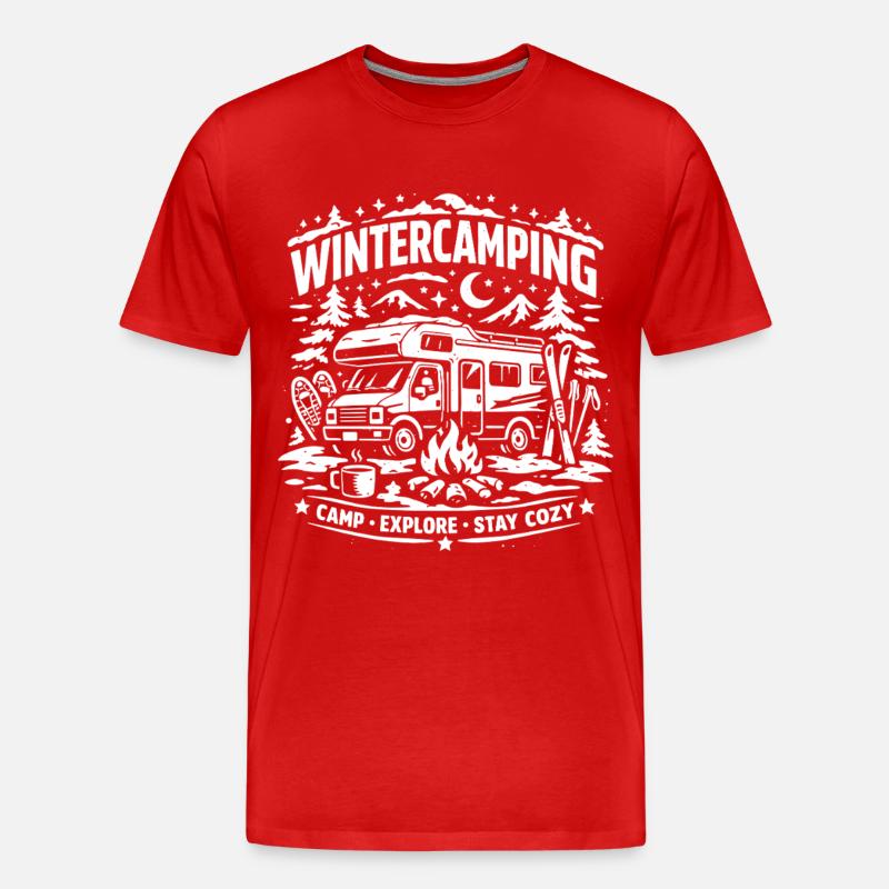 Winter Camping | Abenteuer - Männer Premium Bio T-Shirt - Rot