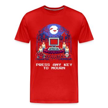 Any Key to Mourn | Undertaker humor - Men's Premium Organic T-Shirt - red - Front - Damien (186cm)