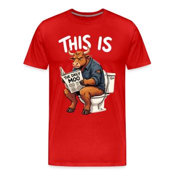 This Is Bull - Funny Bull On Toilet Graphic - Men's Premium Organic T-Shirt - red - Front - Damien (186cm)