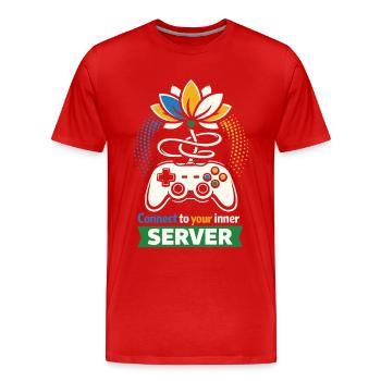 Connect to your inner Server - Gamer Yoga - Men's Premium Organic T-Shirt - red - Front - Damien (186cm)