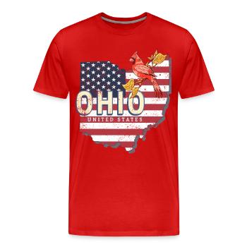 Souvenir vintage américain de l’Ohio - T-shirt bio Premium Homme - rouge - Devant - Damien (186cm)