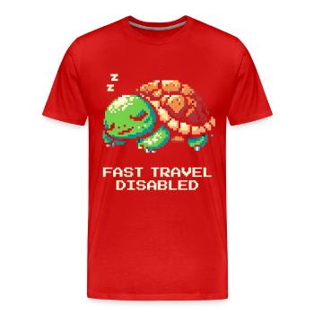 Fast Travel Disabled | Turtle - Men's Premium Organic T-Shirt - red - Front - Damien (186cm)