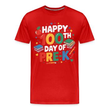 Fröhlicher 100. Tag Vorschule - Männer Premium Bio T-Shirt - Rot - Vorne - Damien (186cm)
