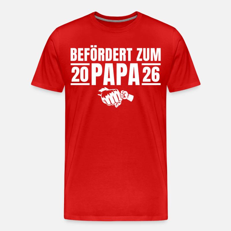Vaterschaft Befördert zum Papa 2026 - Männer Premium Bio T-Shirt - Rot