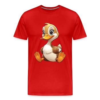 Cute Duck Cartoon Character - Men's Premium Organic T-Shirt - red - Front - Damien (186cm)