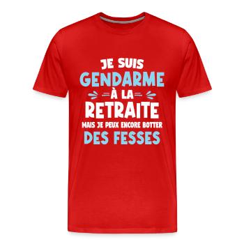 Je suis gendarme à la retraite mais je peux encore - T-shirt bio Premium Homme - rouge - Devant - Damien (186cm)