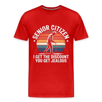 Senior Rabatt Lustiger Ruhestand - Männer Premium Bio T-Shirt - Rot - Vorne - Damien (186cm)