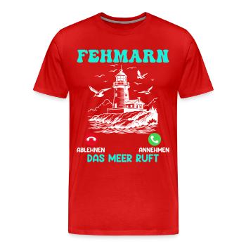 FEHMARN, LA MER APPELLE LES VACANCES EN MER BALTIQUE Drôles - T-shirt bio Premium Homme - rouge - Devant - Damien (186cm)