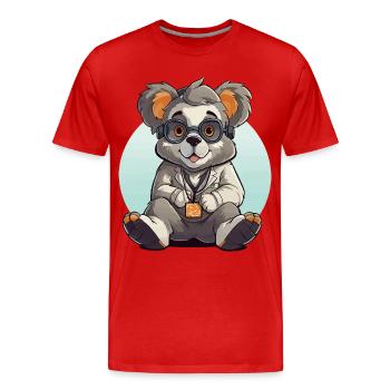 Scientifique panda de Kawaii - T-shirt bio Premium Homme - rouge - Devant - Damien (186cm)