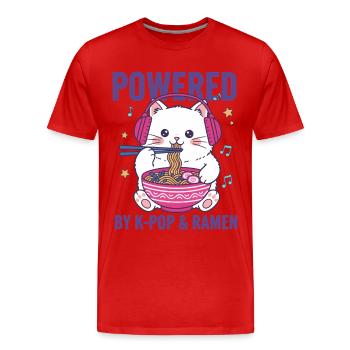 Powered By K-Pop And Ramen Kpop Korean Music Anime - Men's Premium Organic T-Shirt - red - Front - Damien (186cm)