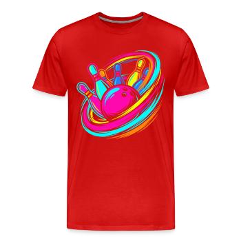 Bowlingkugel und Pins Strike - Männer Premium Bio T-Shirt - Rot - Vorne - Damien (186cm)