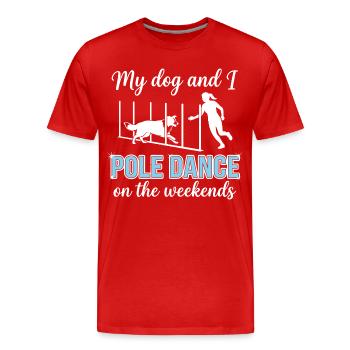 Danse au poteau en disant drôle d’agilité en slalom - T-shirt bio Premium Homme - rouge - Devant - Damien (186cm)