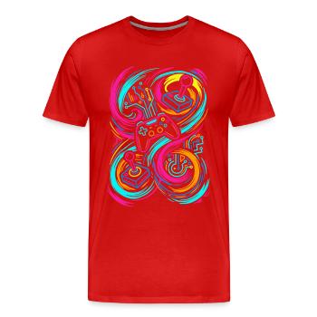 Manettes de jeu - T-shirt bio Premium Homme - rouge - Devant - Damien (186cm)