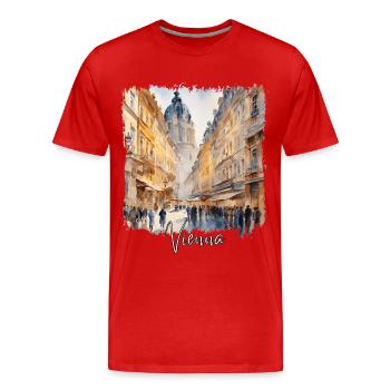 Watercolor of Vienna, Vienna Austria - Men's Premium Organic T-Shirt - red - Front - Damien (186cm)