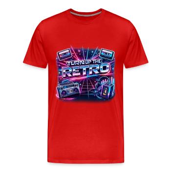 Turn Up the Retro Neon Nostalgia - Men's Premium Organic T-Shirt - red - Front - Damien (186cm)